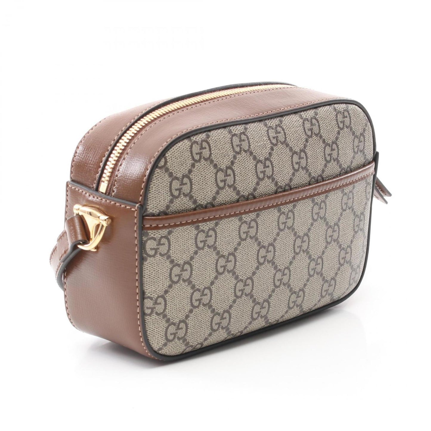 Gucci Beige Brown Coated Canvas Pvc Leather Shoulder Bag