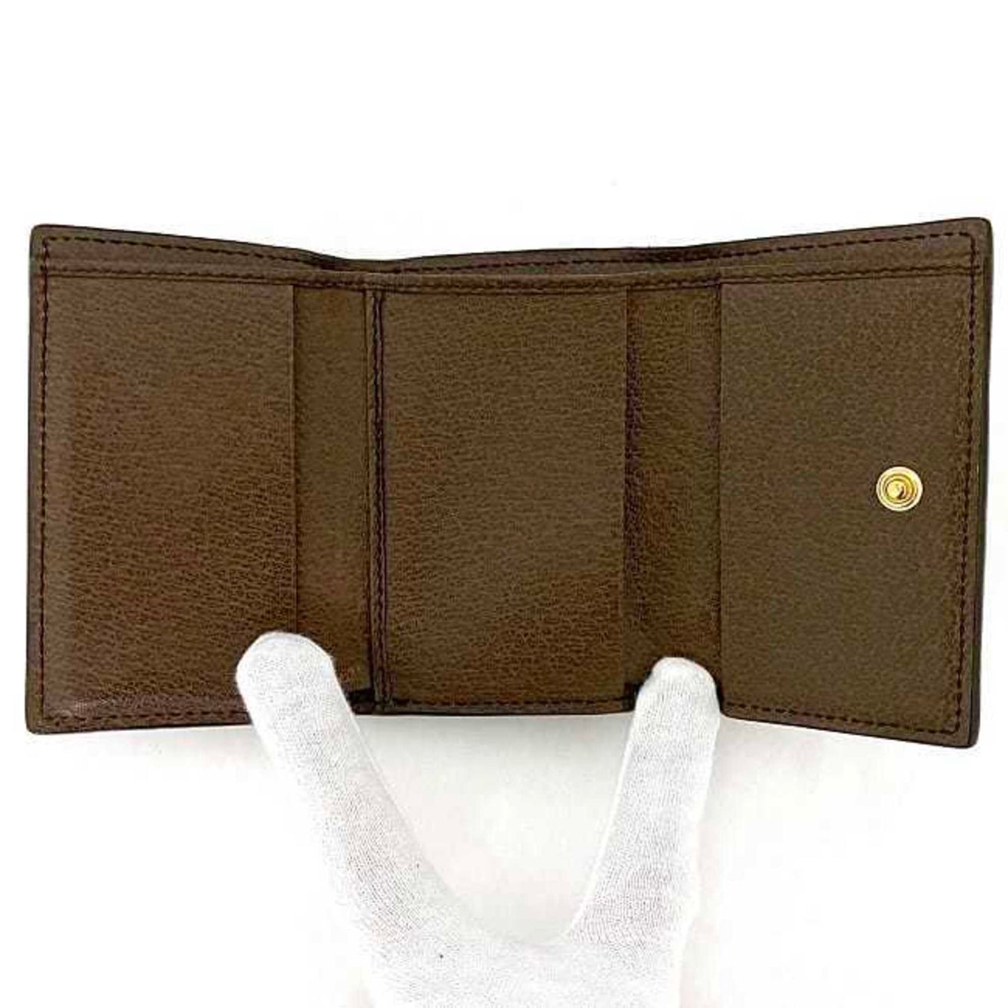 Gucci Beige Brown Pvc Canvas Leather Wallet (Tri-Fold)