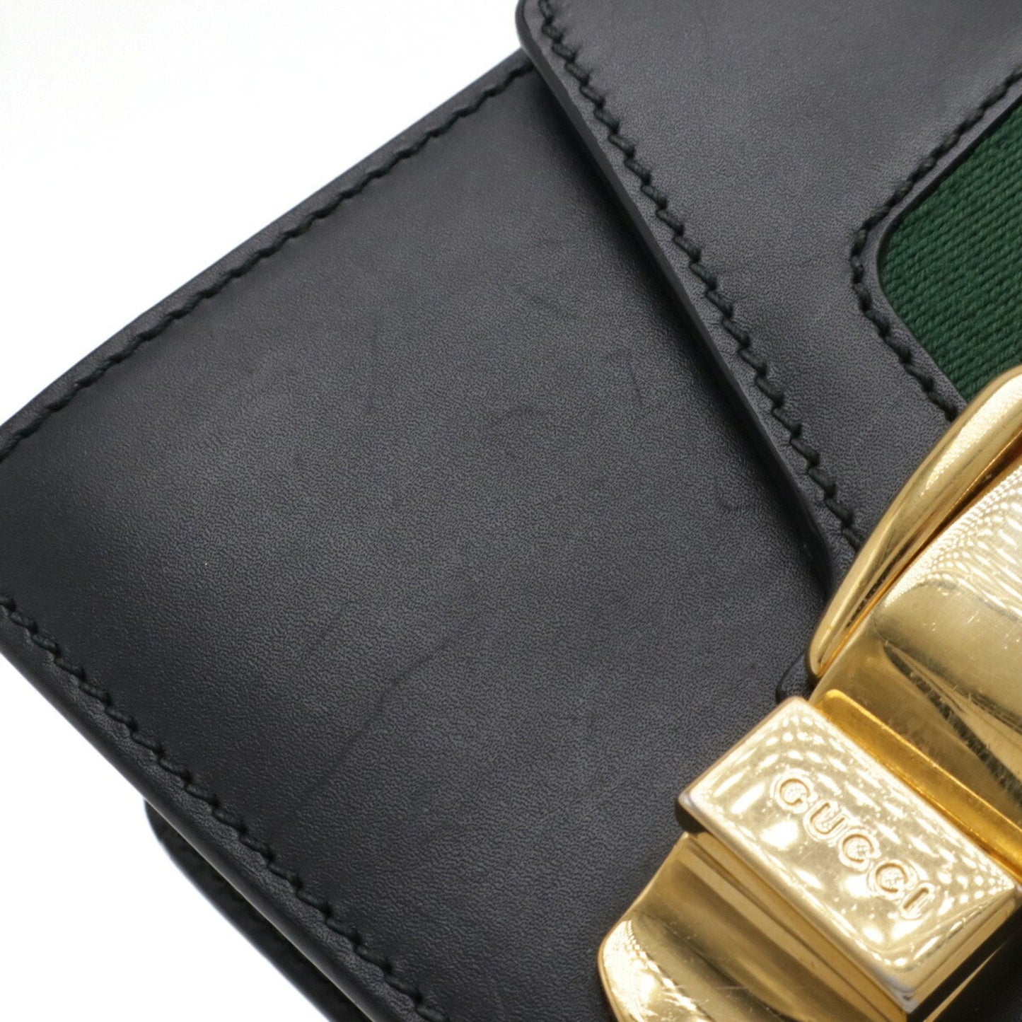 Gucci Black Green Red Color Leather Pochette Shoulder Bag