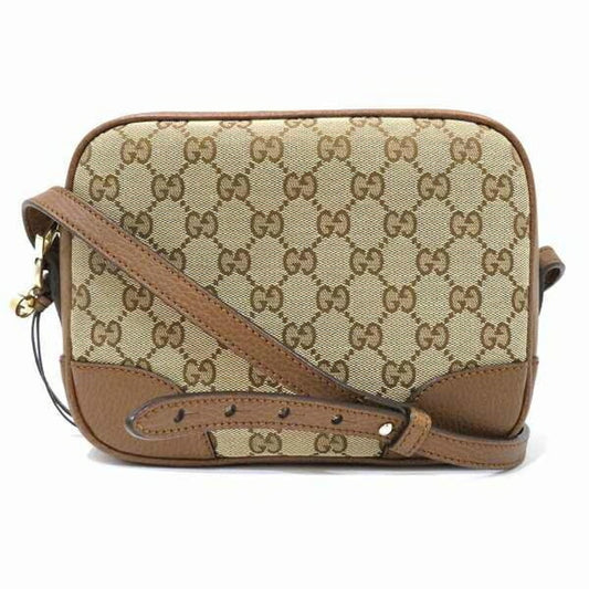 Gucci Brown Gg Canvas Leather Shoulder Bag ()