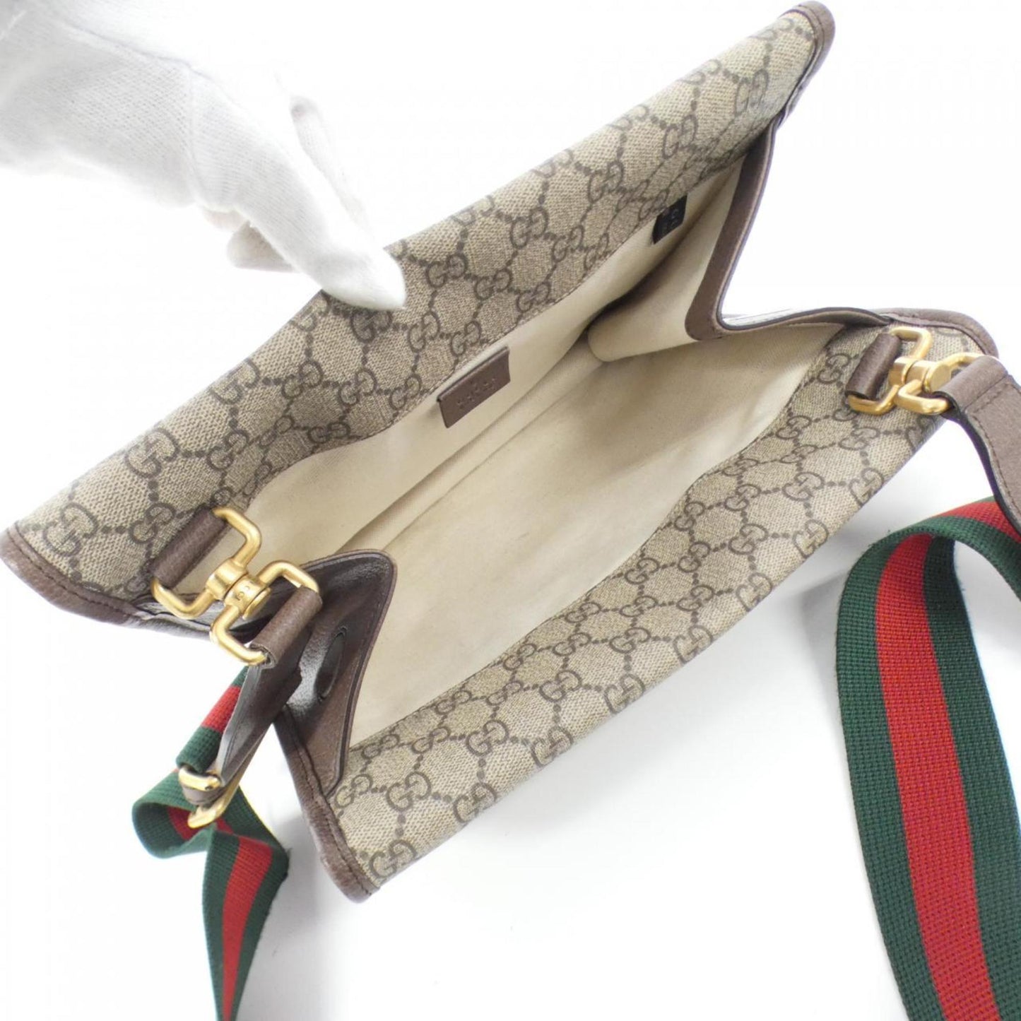 Gucci Beige Brown Gg Supreme Leather Shoulder Bag