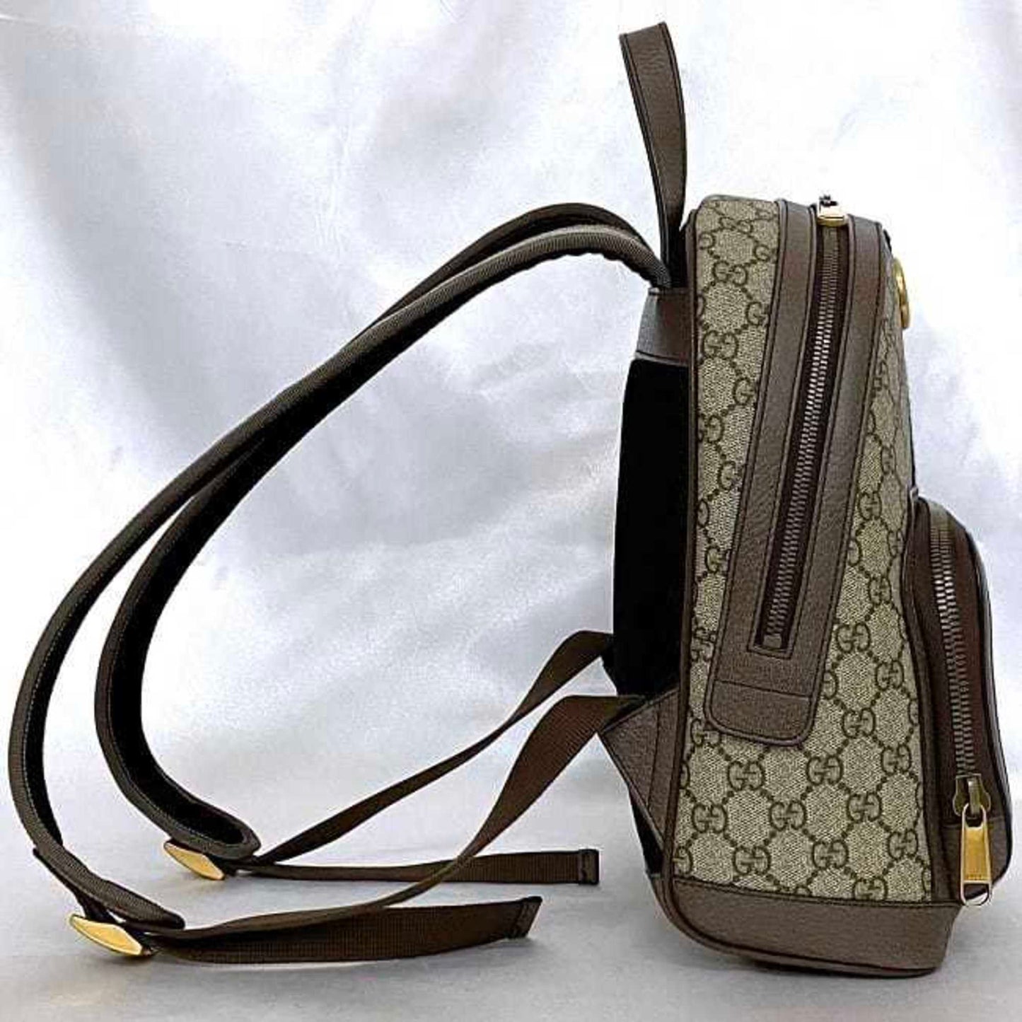 Gucci Beige Brown Green Red Color Pvc Leather Backpack