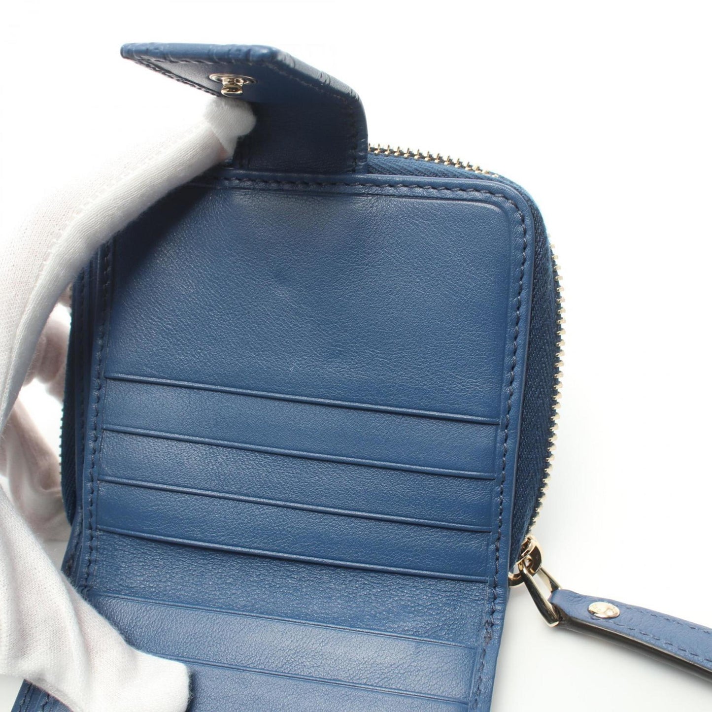 Gucci Microguccissima Blue Leather Wallet (Bi-Fold)