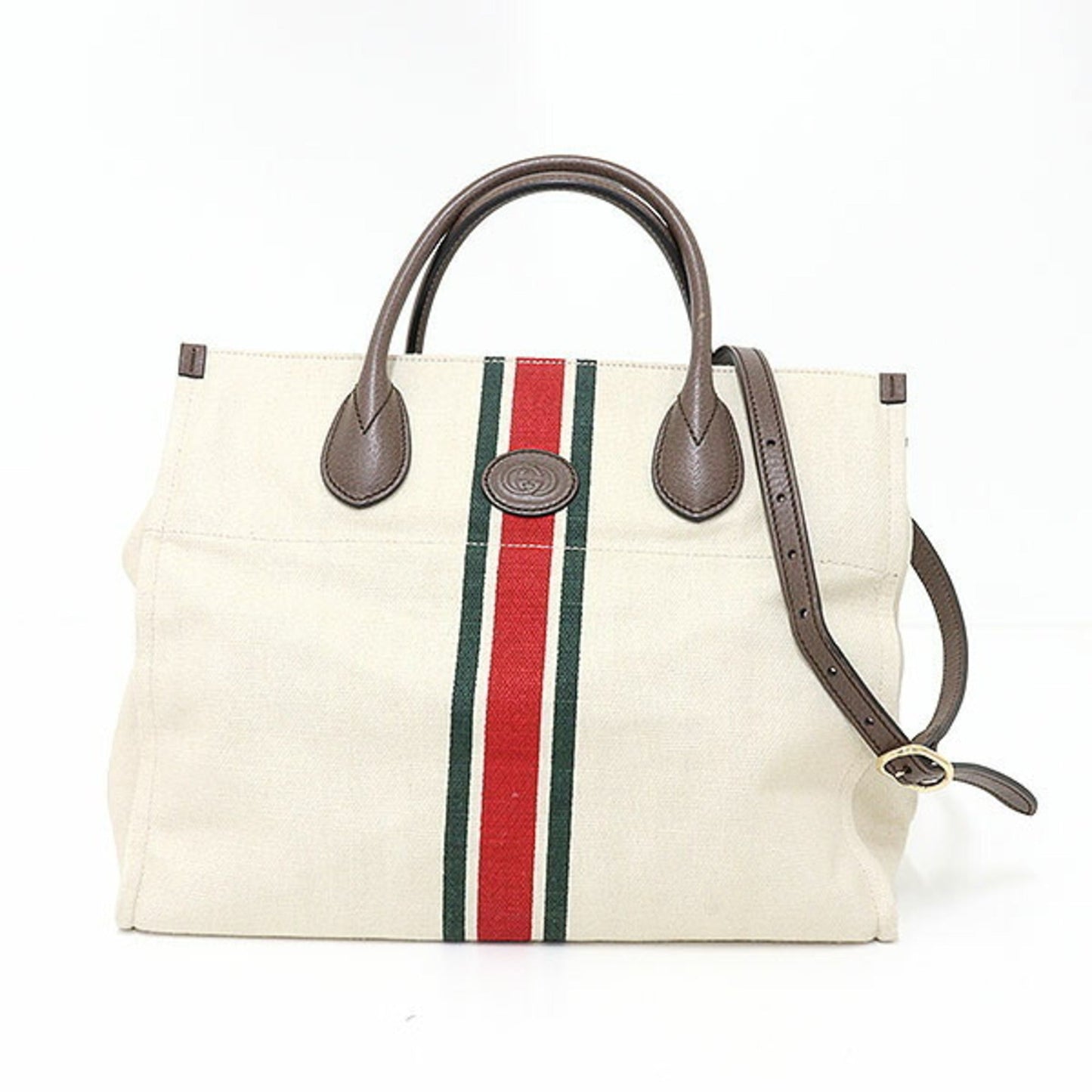 Gucci Sherry Line Brown Ivory Ivory Tote Bag ()