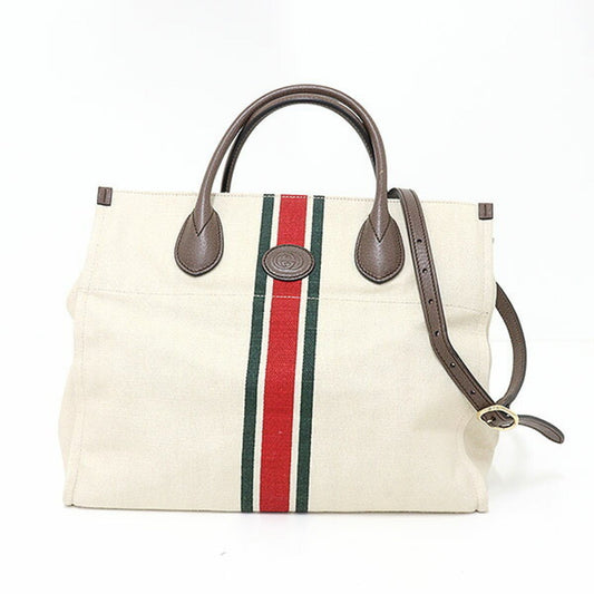 Gucci Sherry Line Brown Ivory Ivory Tote Bag ()