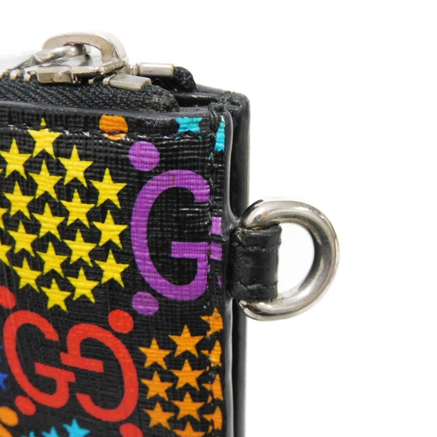 Gucci Black Multi-Color Canvas Leather Clutch Bag Pouch