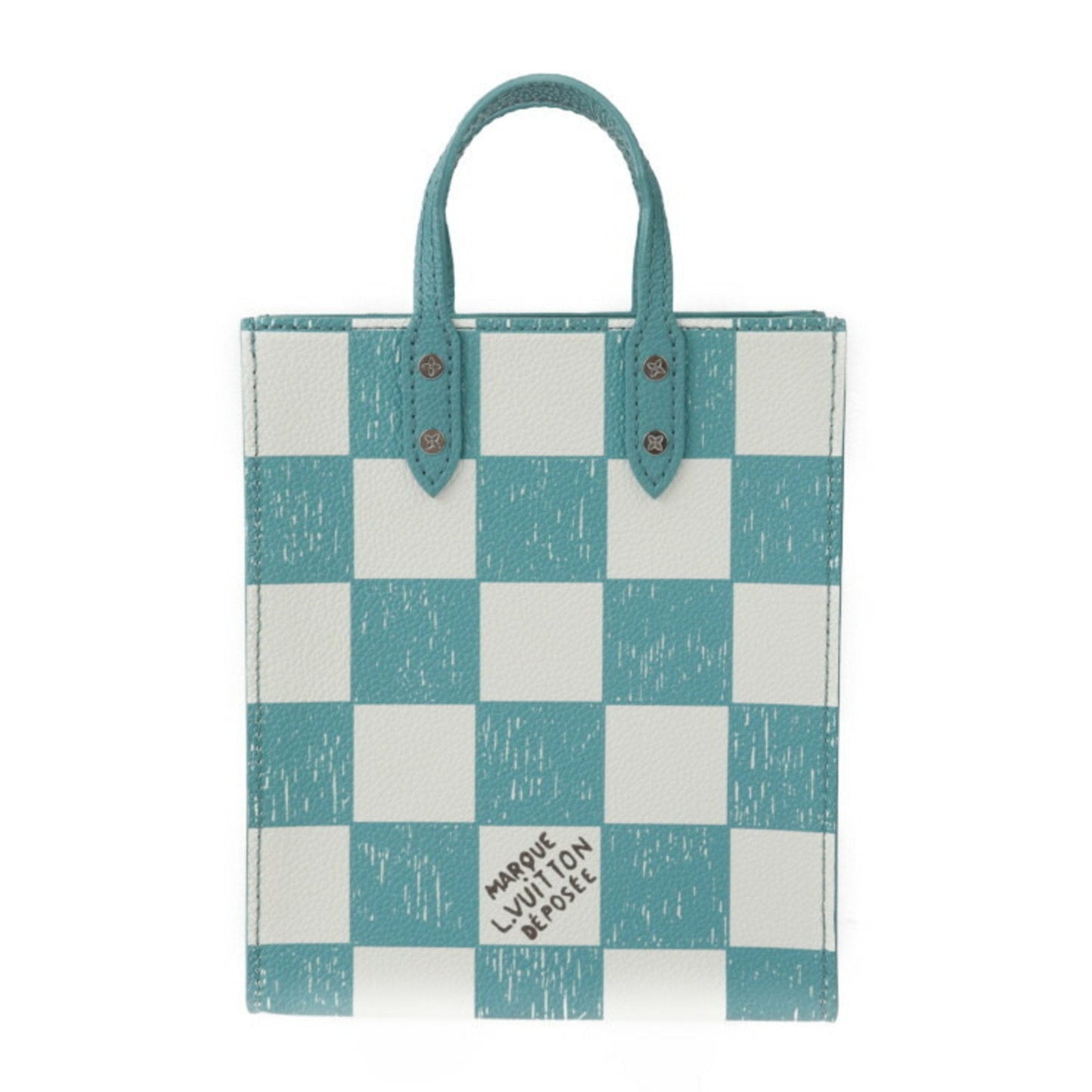 Louis Vuitton Turquoise White Leather Handbag Shoulder Bag Tote Bag