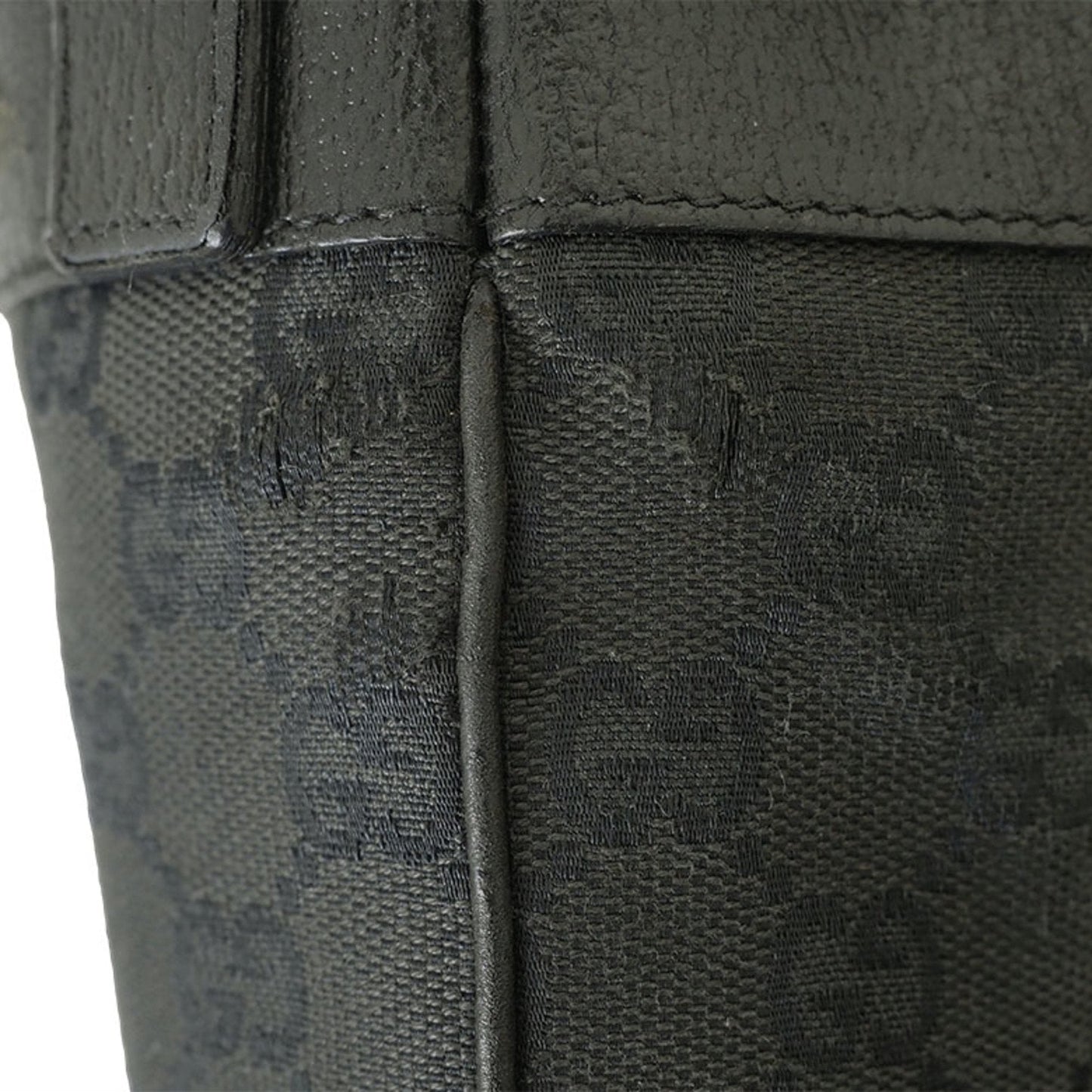 Gucci Gg Canvas Black Canvas Leather Shoulder Bag
