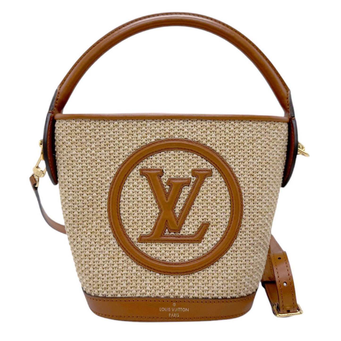 Louis Vuitton Brown Natural Raffia Leather Handbag Shoulder Bag ()