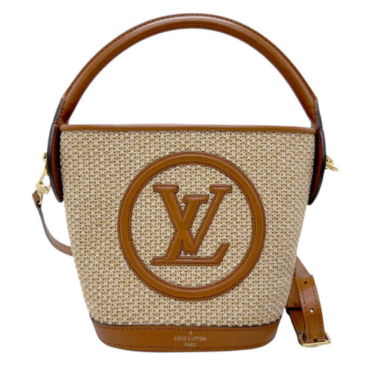 Louis Vuitton Brown Natural Raffia Leather Handbag Shoulder Bag ()