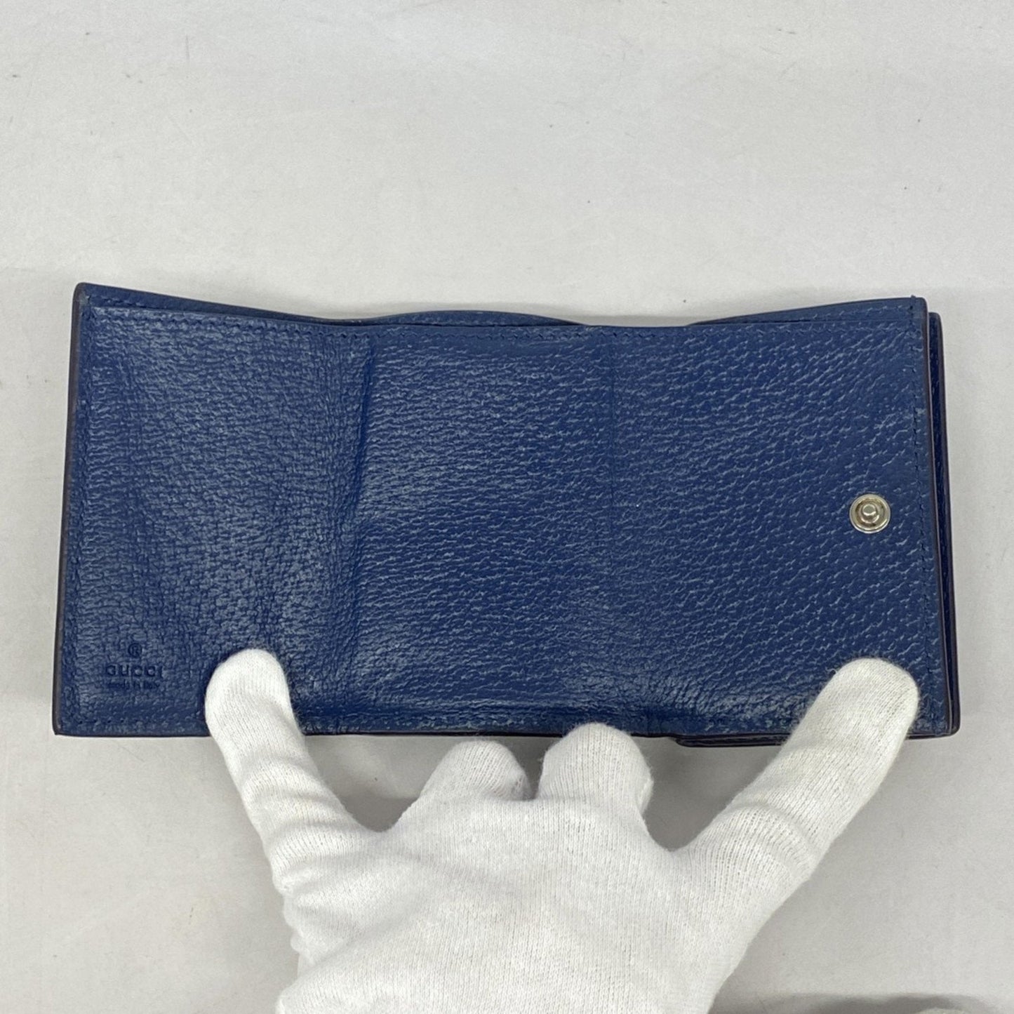 Gucci Brown Navy Pvc Wallet (Tri-Fold)