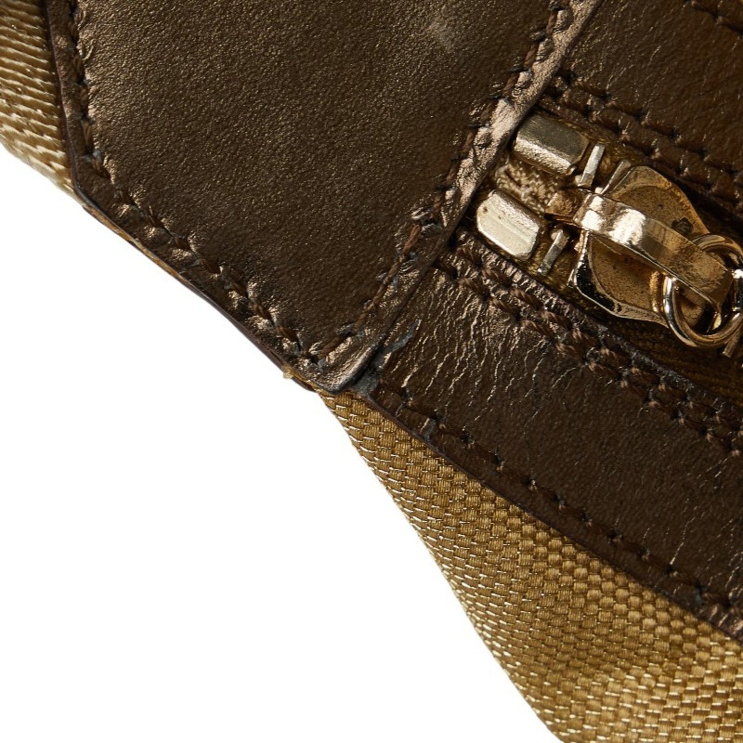 Gucci Gold Canvas Leather Shoulder Bag