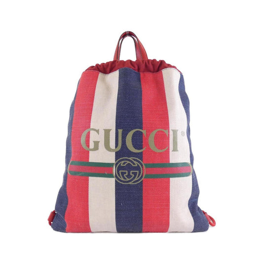 Gucci Blue Red Color White Canvas Leather Backpack ()