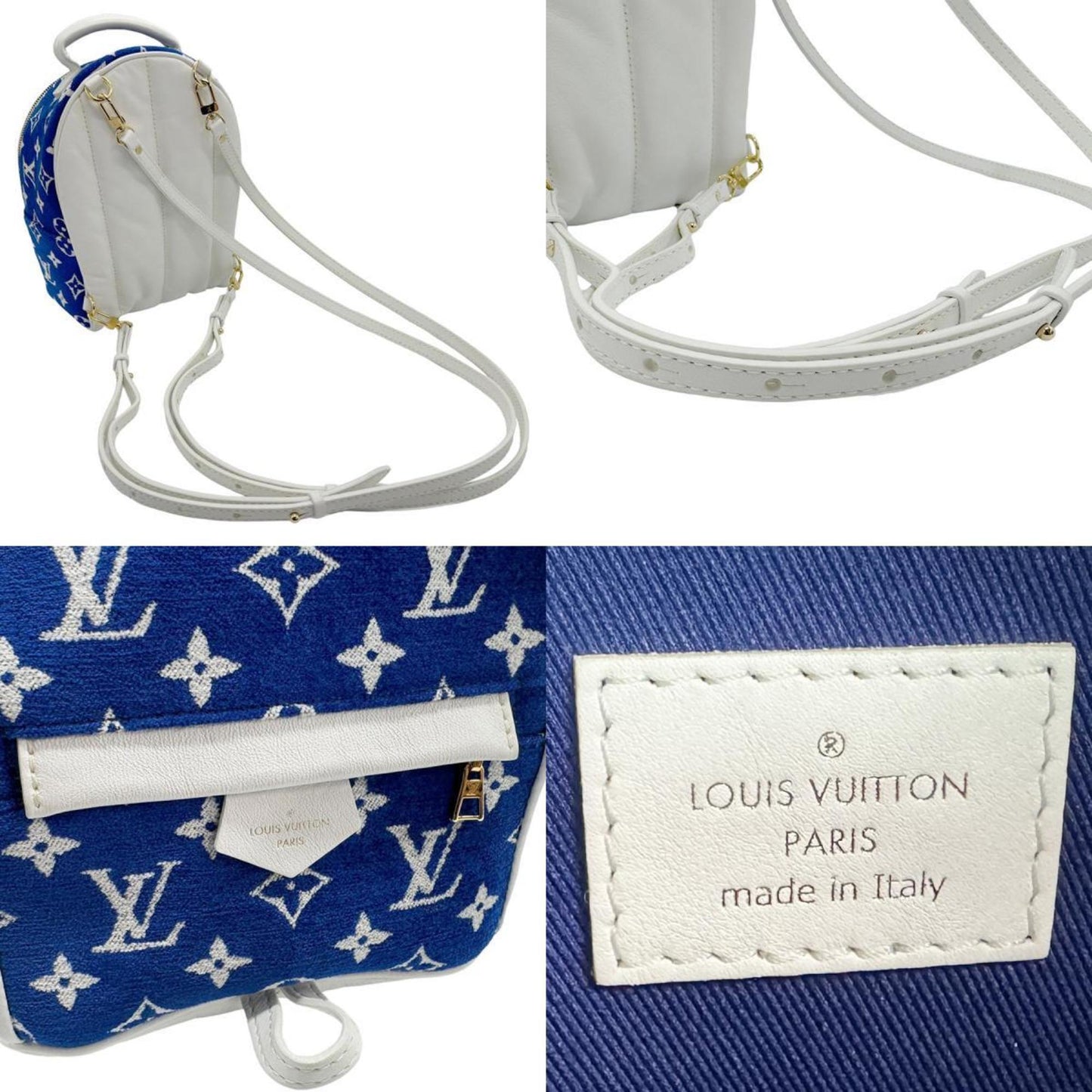 Louis Vuitton Blue White Velvet Leather Backpack