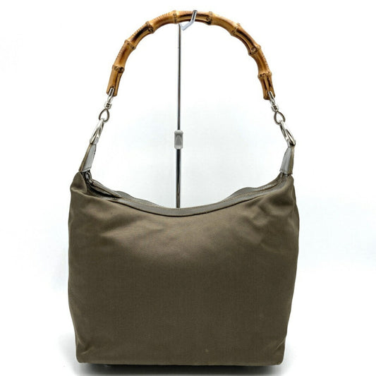 Gucci Khaki Nylon Leather Handbag Shoulder Bag ()
