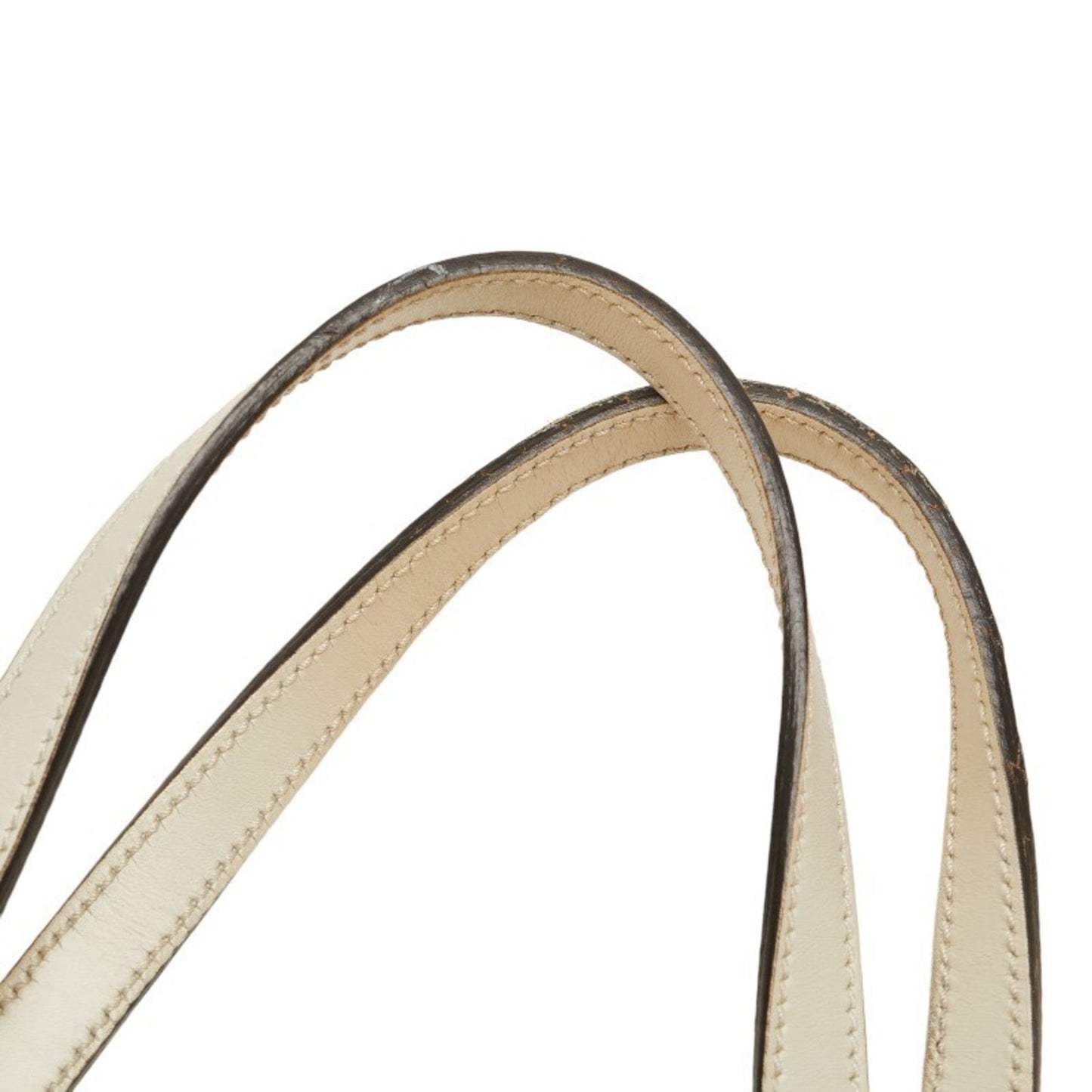Gucci Beige White Canvas Leather Handbag Tote Bag