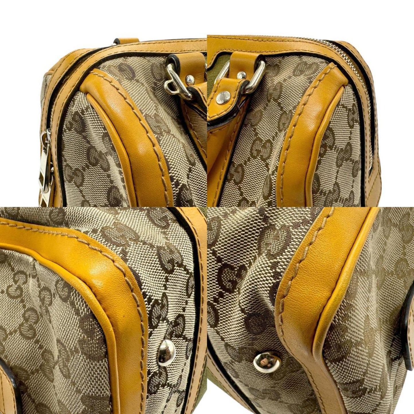 Gucci Beige Brown Khaki Yellow Gg Canvas Leather Handbag Shoulder Bag