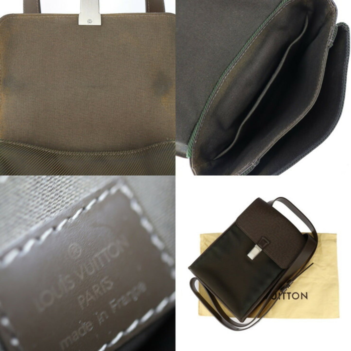 Louis Vuitton Grizzly Taiga Leather Nylon Pochette Shoulder Bag