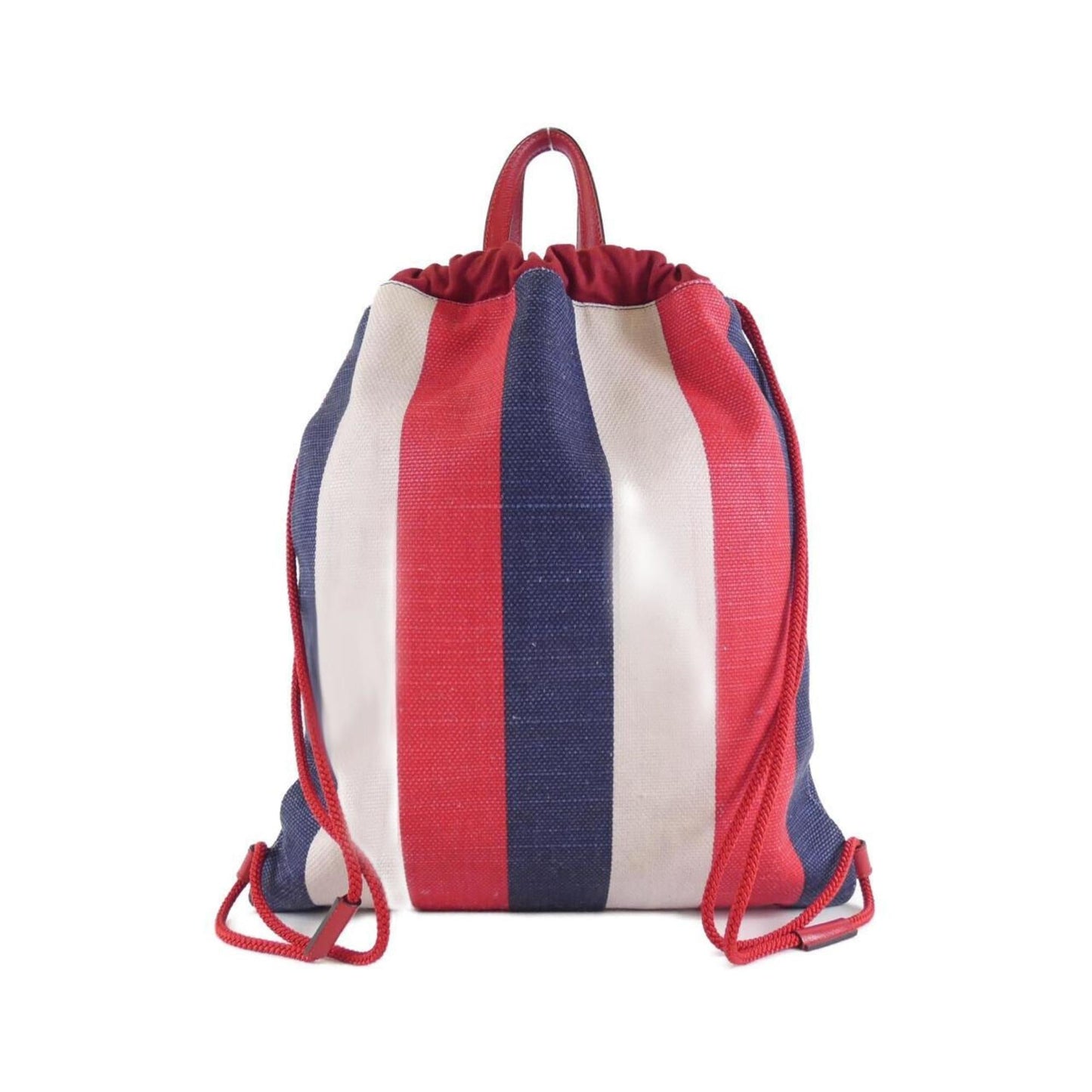 Gucci Blue Red Color White Canvas Leather Backpack