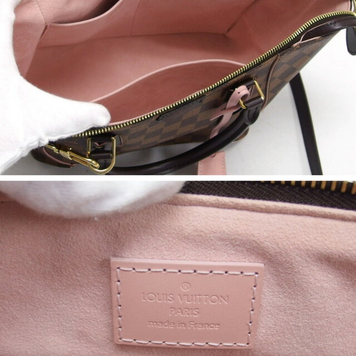 Louis Vuitton Brown Dark Brown Galle Pink Damier Canvas Cuir Ombre Leather Handbag Shoulder Bag Tote Bag