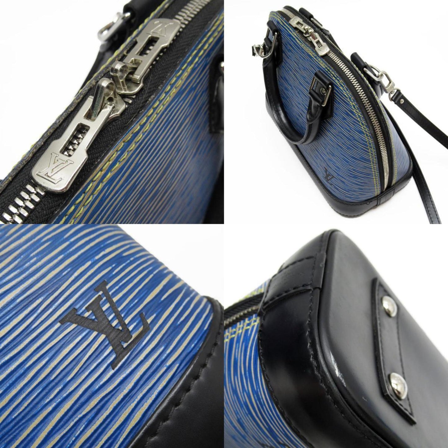Louis Vuitton Black Blue Epi Leather Handbag Shoulder Bag
