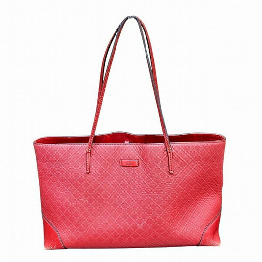 Gucci Diamante Red Color Leather Handbag Tote Bag ()