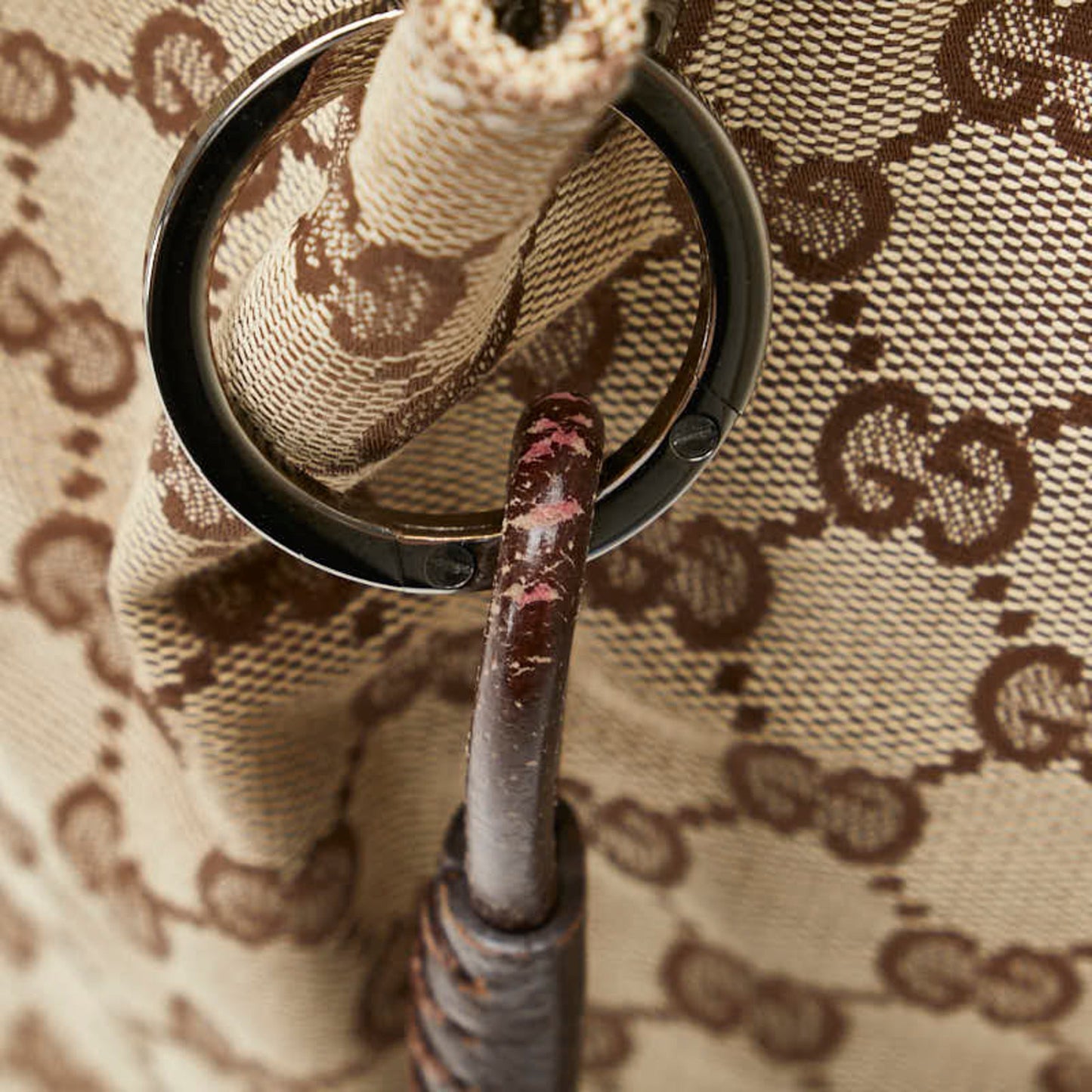 Gucci Beige Brown Canvas Leather Tote Bag