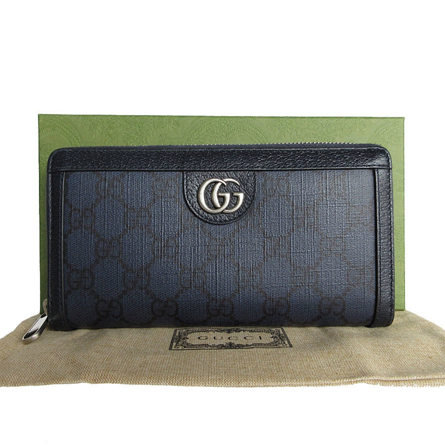 Gucci Navy Gg Supreme Long Wallet (Bi-Fold) ()