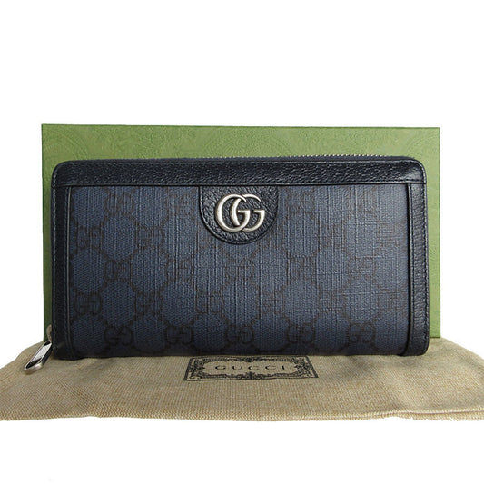 Gucci Navy Gg Supreme Long Wallet (Bi-Fold) ()