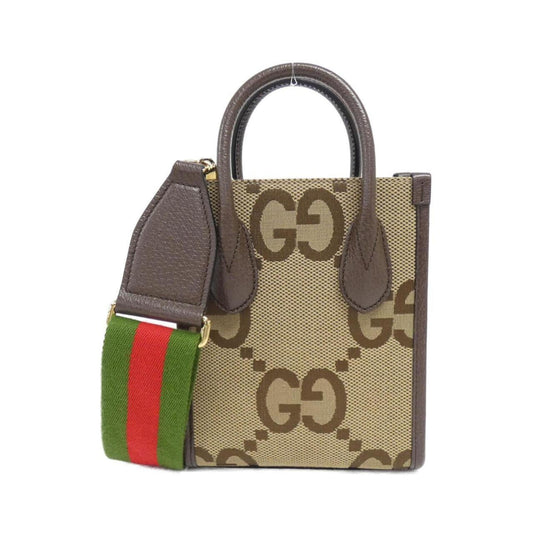 Gucci Brown Camel Canvas Leather Handbag ()