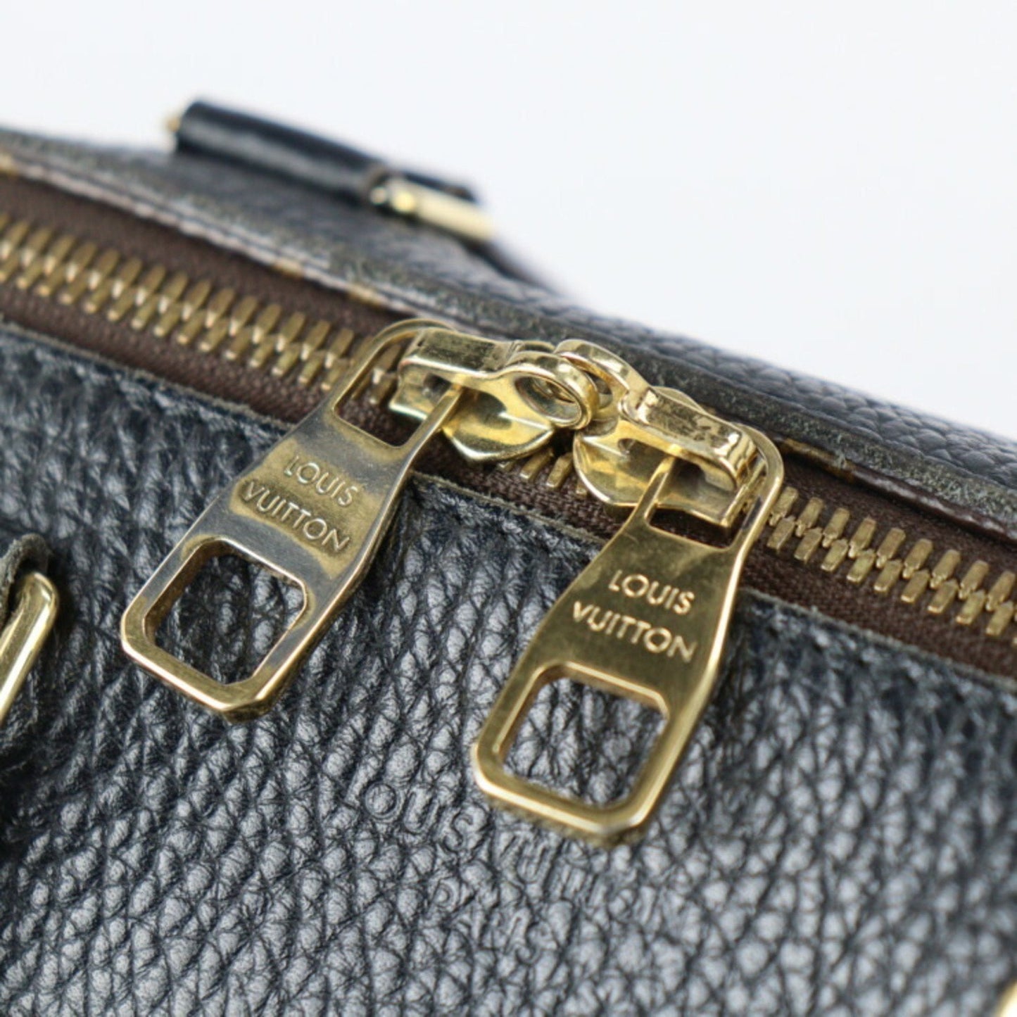 Louis Vuitton Black Brown Monogram Monogram Leather Boston Bag Handbag Shoulder Bag Tote Bag