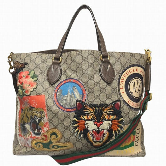 Gucci Brown Gg Supreme Leather Shoulder Bag Tote Bag ()