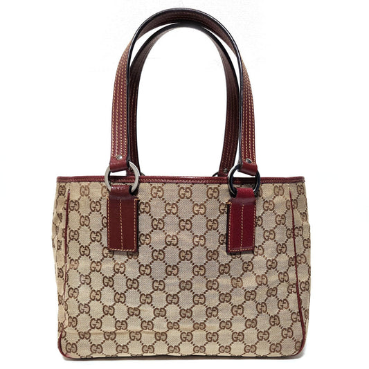 Gucci Gg Canvas Beige Red Color Gg Canvas Handbag Tote Bag ()