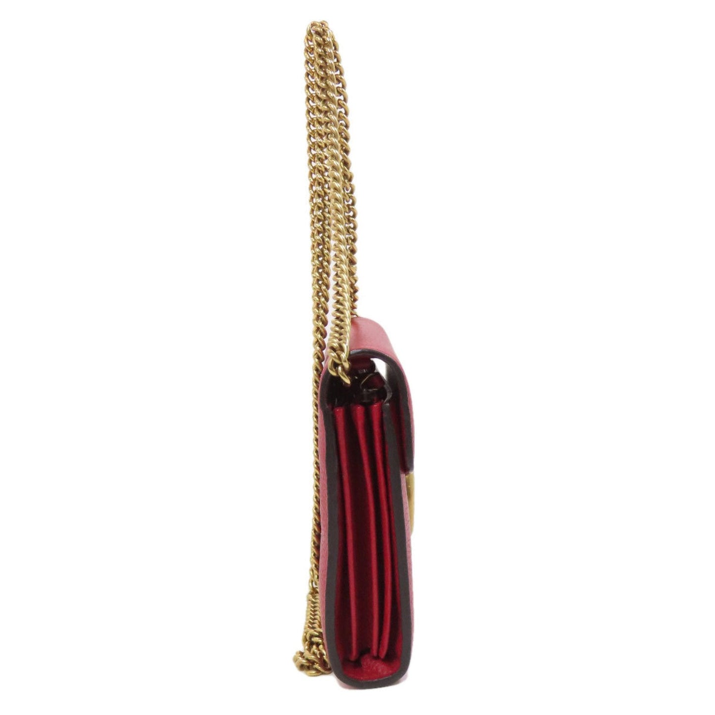 Gucci Red Color Leather Chain/Shoulder Wallet