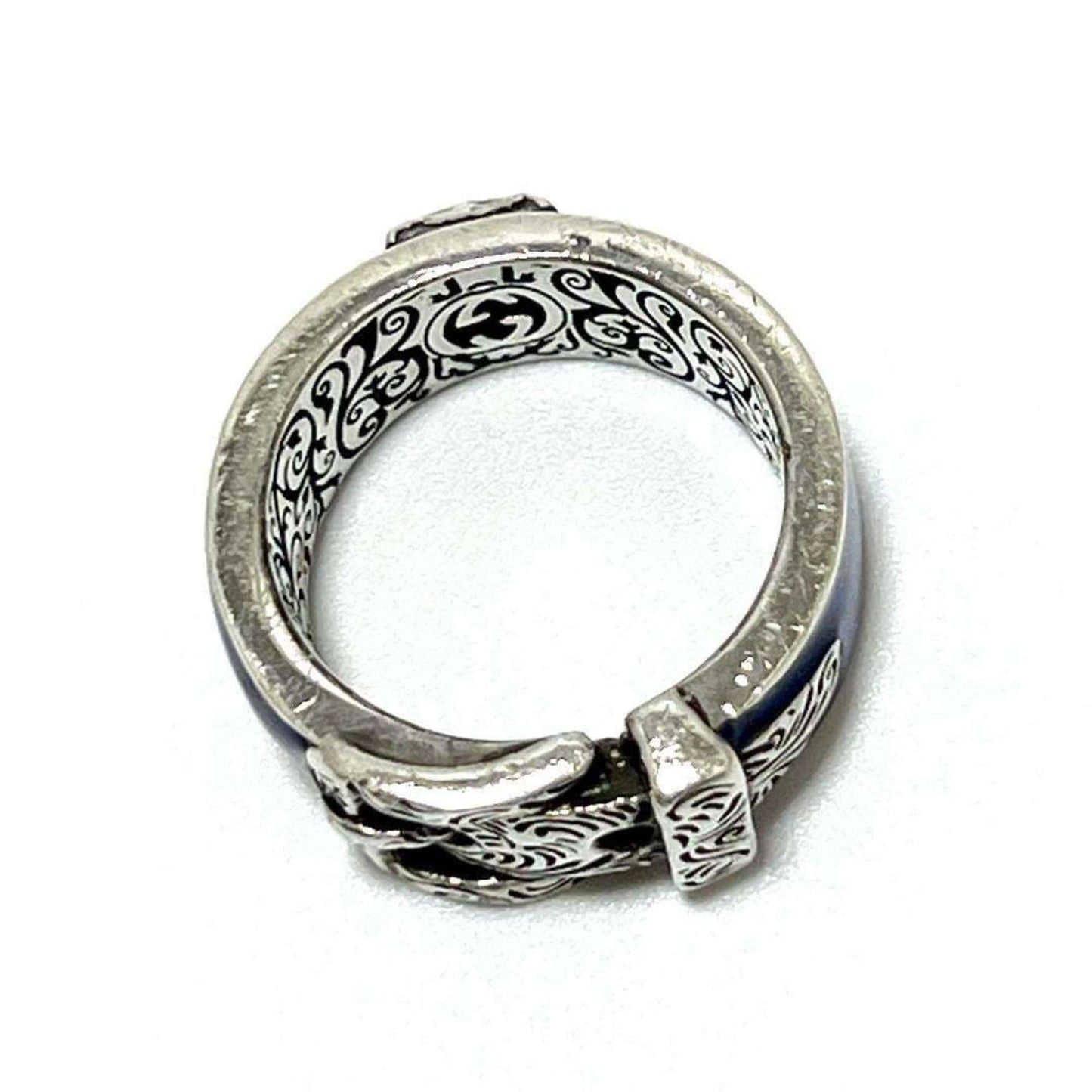 Gucci Blue Enamel Silver 925 Band Ring
