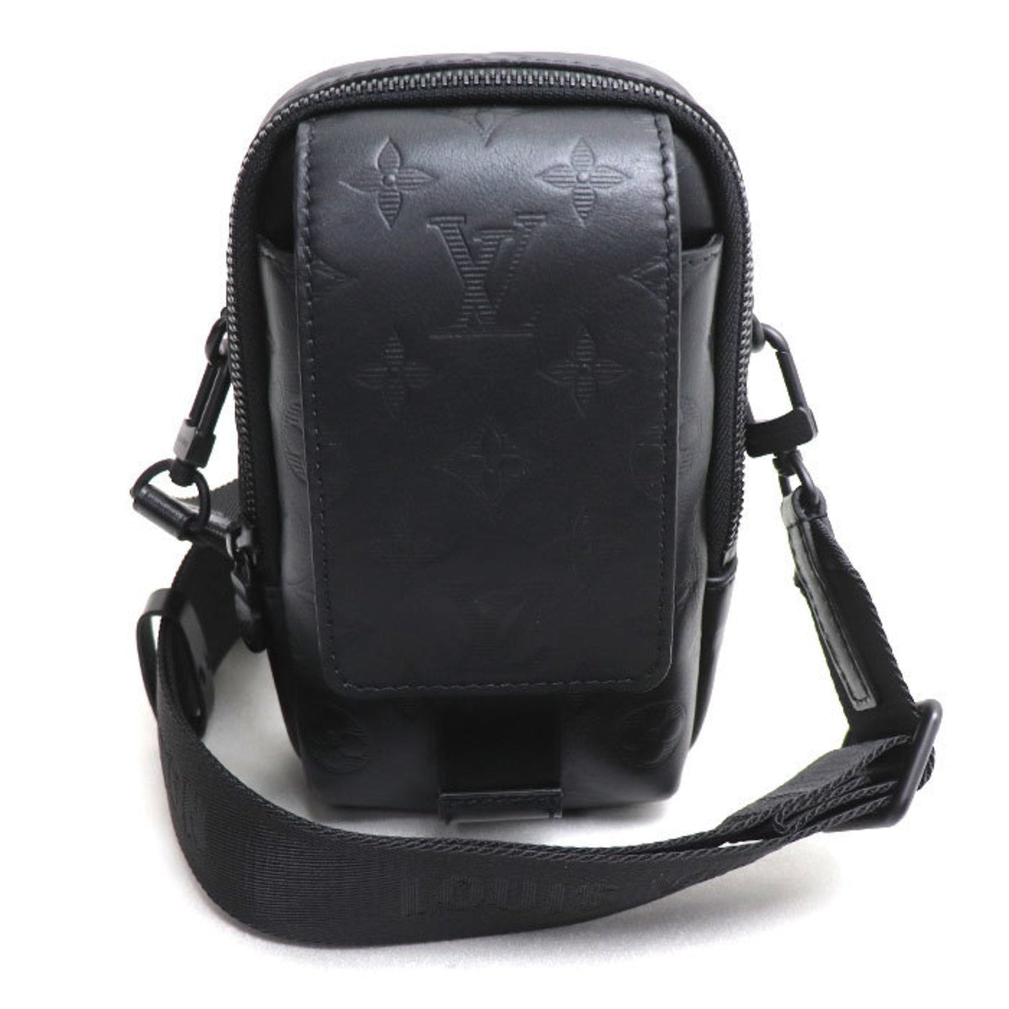 Louis Vuitton Black Monogram Shadow Leather Pouch Shoulder Bag ()