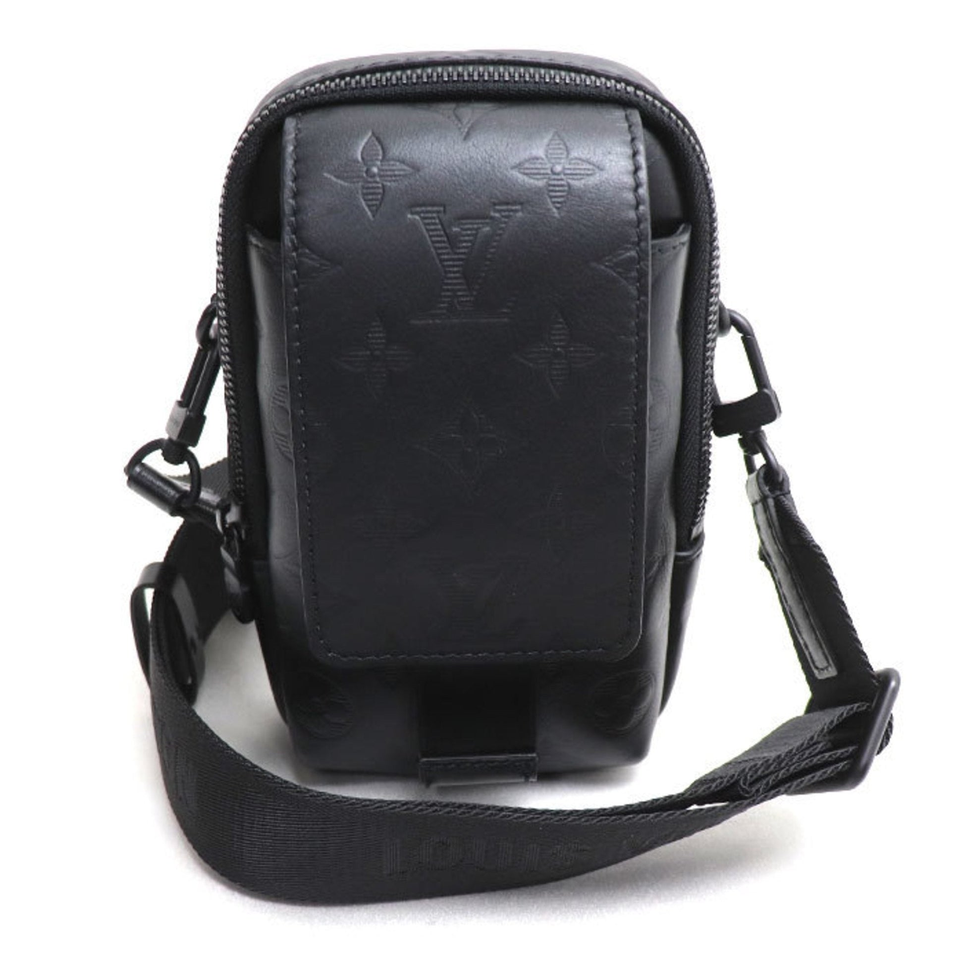 Louis Vuitton Black Monogram Shadow Leather Pouch Shoulder Bag ()