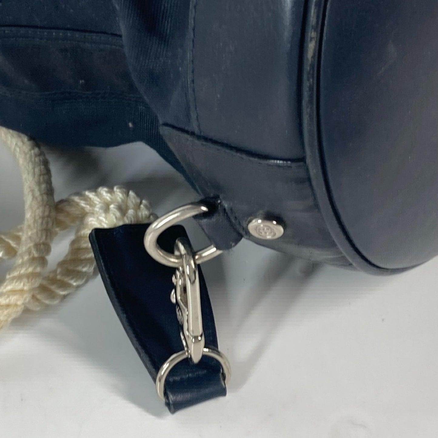 Gucci Navy Coated Canvas Leather Shoulder Bag