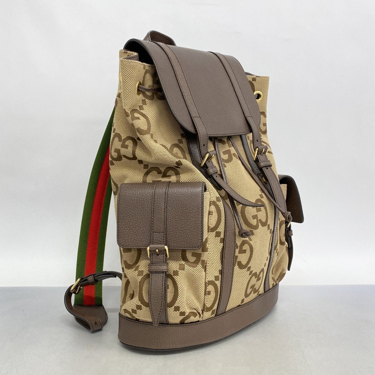 Gucci Brown Canvas Leather Backpack