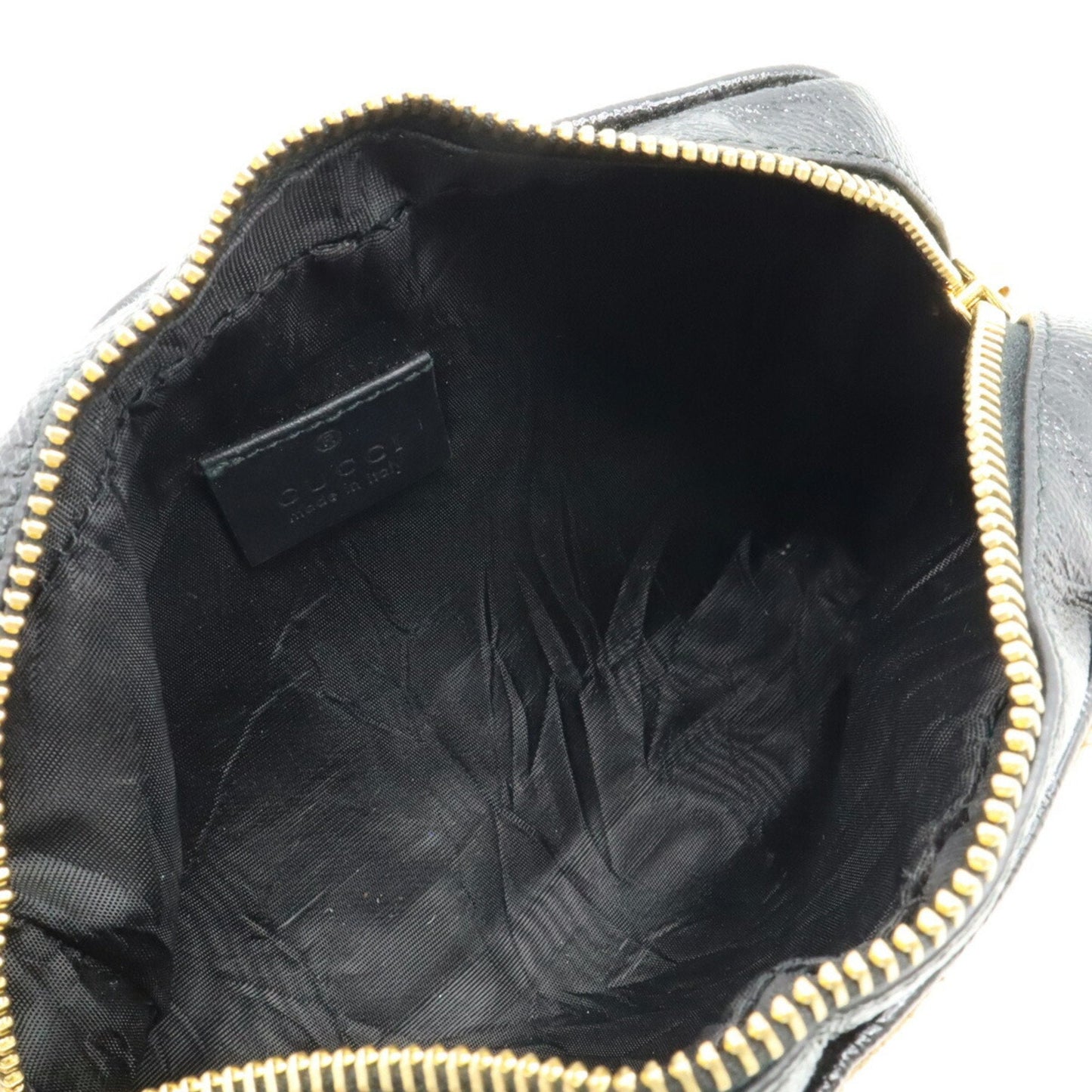 Gucci Sherry Line Black Brown Suede Patent Leather Pochette Shoulder Bag