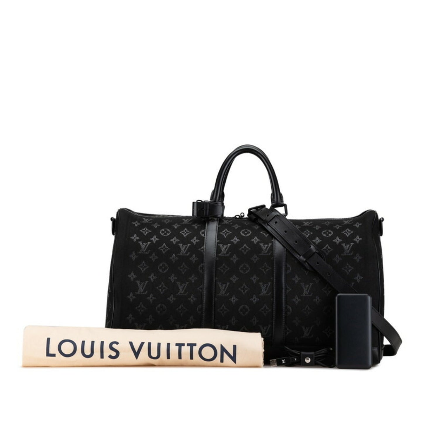 Louis Vuitton Black Canvas Leather Boston Bag Shoulder Bag