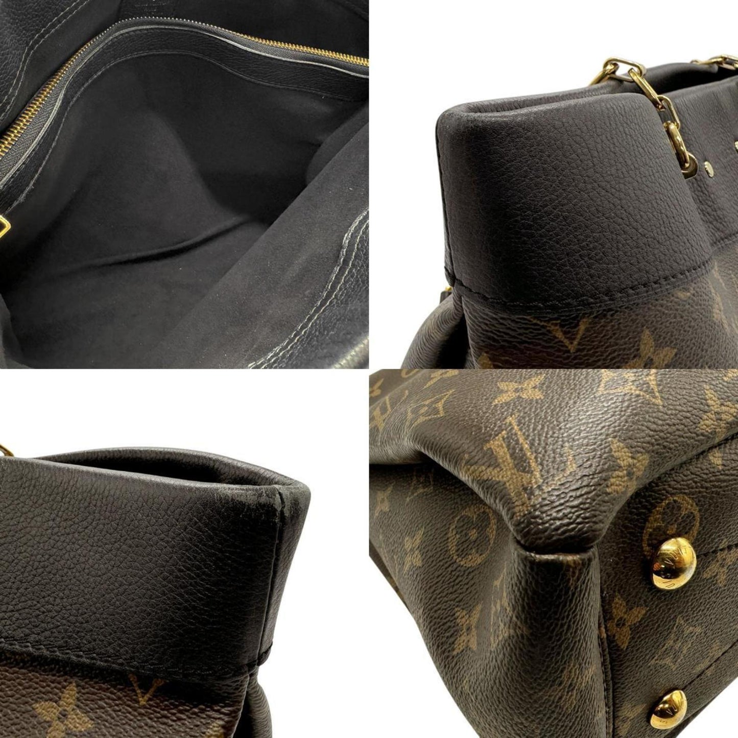 Louis Vuitton Black Brown Monogram Leather Shoulder Bag