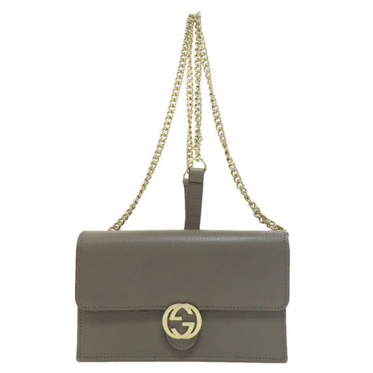 Gucci Gray Leather Chain/Shoulder Wallet ()