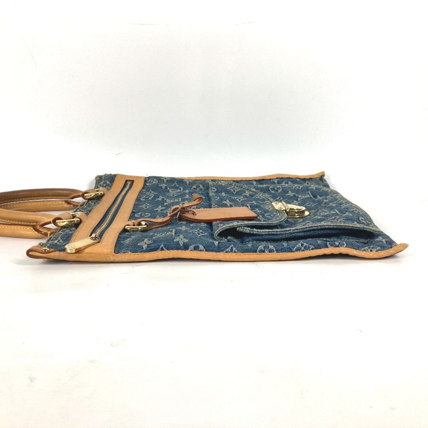 Louis Vuitton Blue Yellow Monogram Denim Shoulder Bag Tote Bag