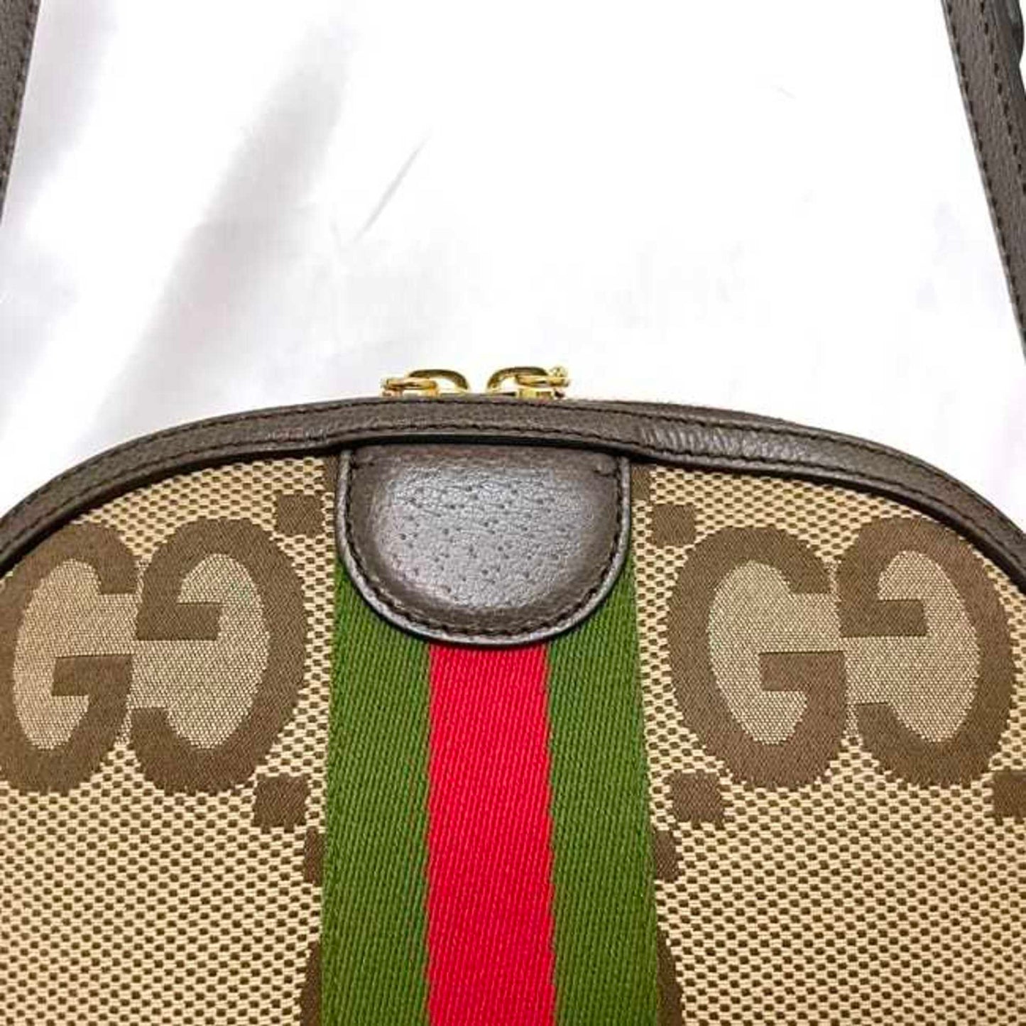 Gucci Beige Brown Canvas Leather Pochette Shoulder Bag