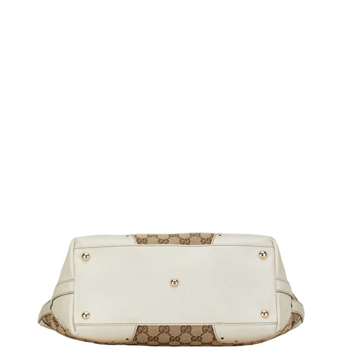 Gucci Beige White Gg Canvas Leather Handbag Tote Bag