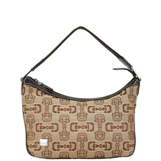 Gucci Beige Brown Canvas Leather Handbag Shoulder Bag ()