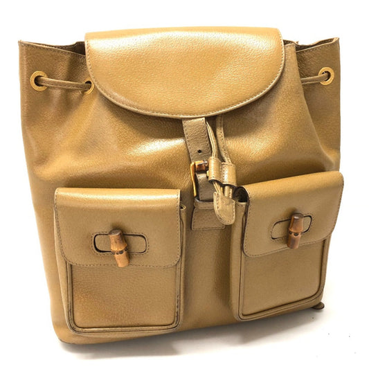 Gucci Beige Leather Backpack ()