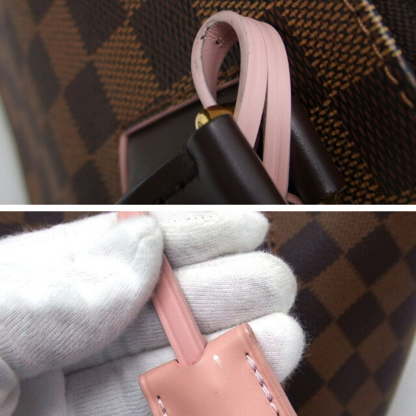 Louis Vuitton Brown Dark Brown Galle Pink Damier Canvas Cuir Ombre Leather Handbag Shoulder Bag Tote Bag