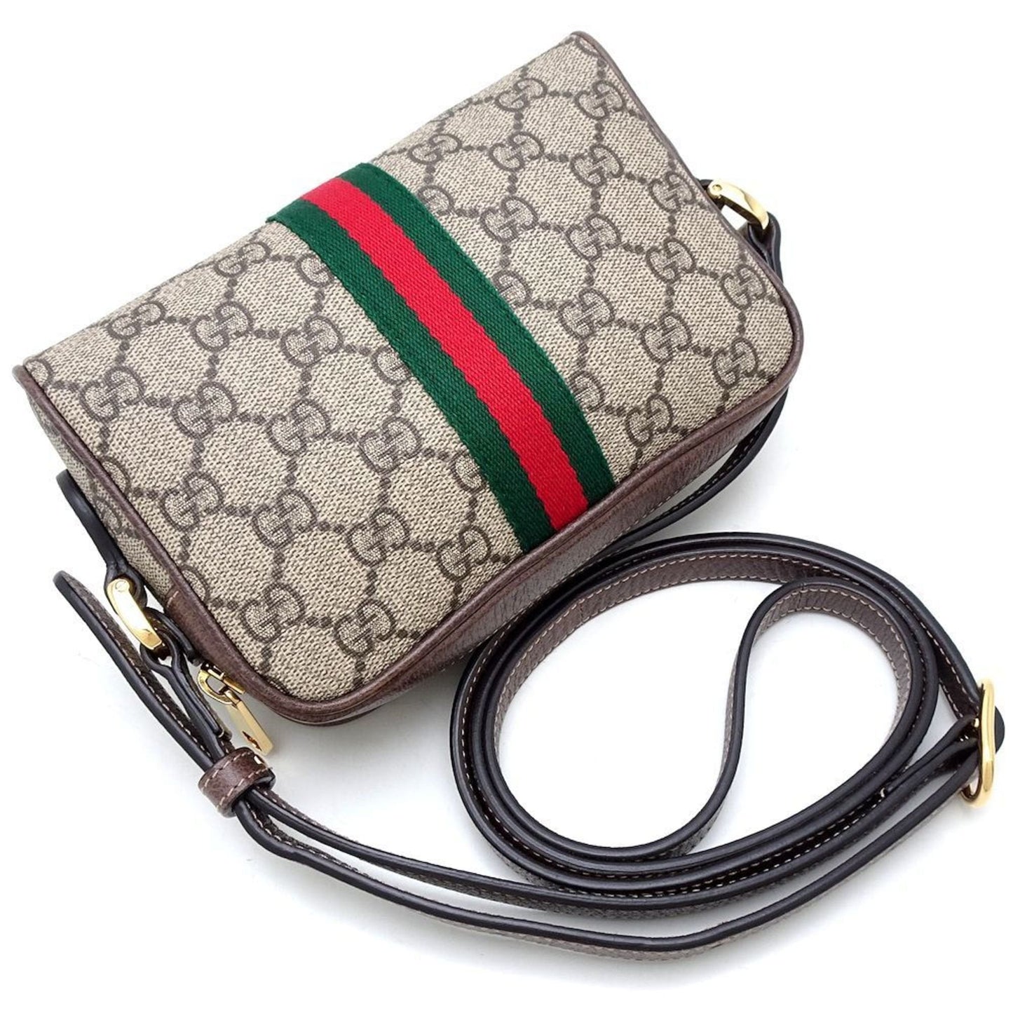 Gucci Beige Gg Supreme Canvas Leather Shoulder Bag